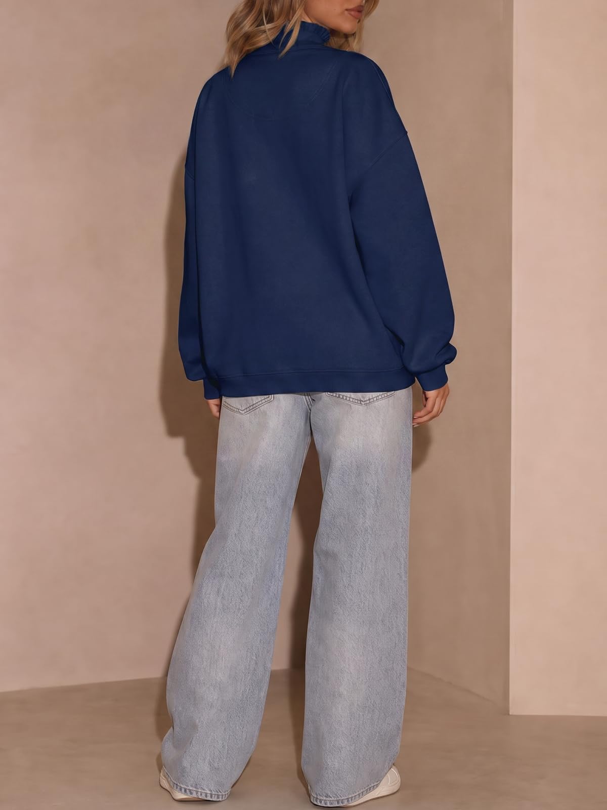 Fisoew Womens Sweatshirt Mock Neck Henley Pullover