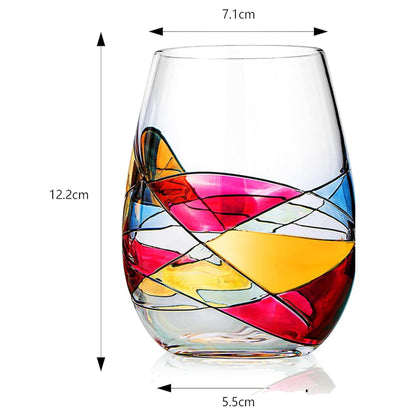 Artisanal Hand Painted Stemless Wine Glasses