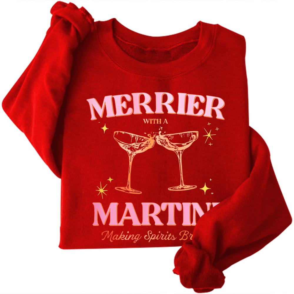 DIOMMELL Merrier With A Martini Sweatshirt Christmas Martini Sweatshirt