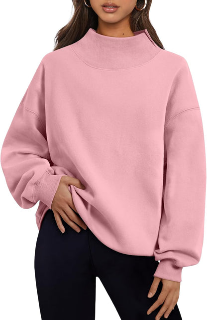Trendy Queen Womens Mock Neck Sweatshirts Oversized Pullover Fall Outfits
