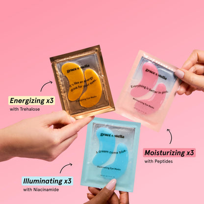 grace & stella New Brightening Eye Patches for Dark Circles (24 Pairs) - Vitamin C Under Eye Patches for Puffiness