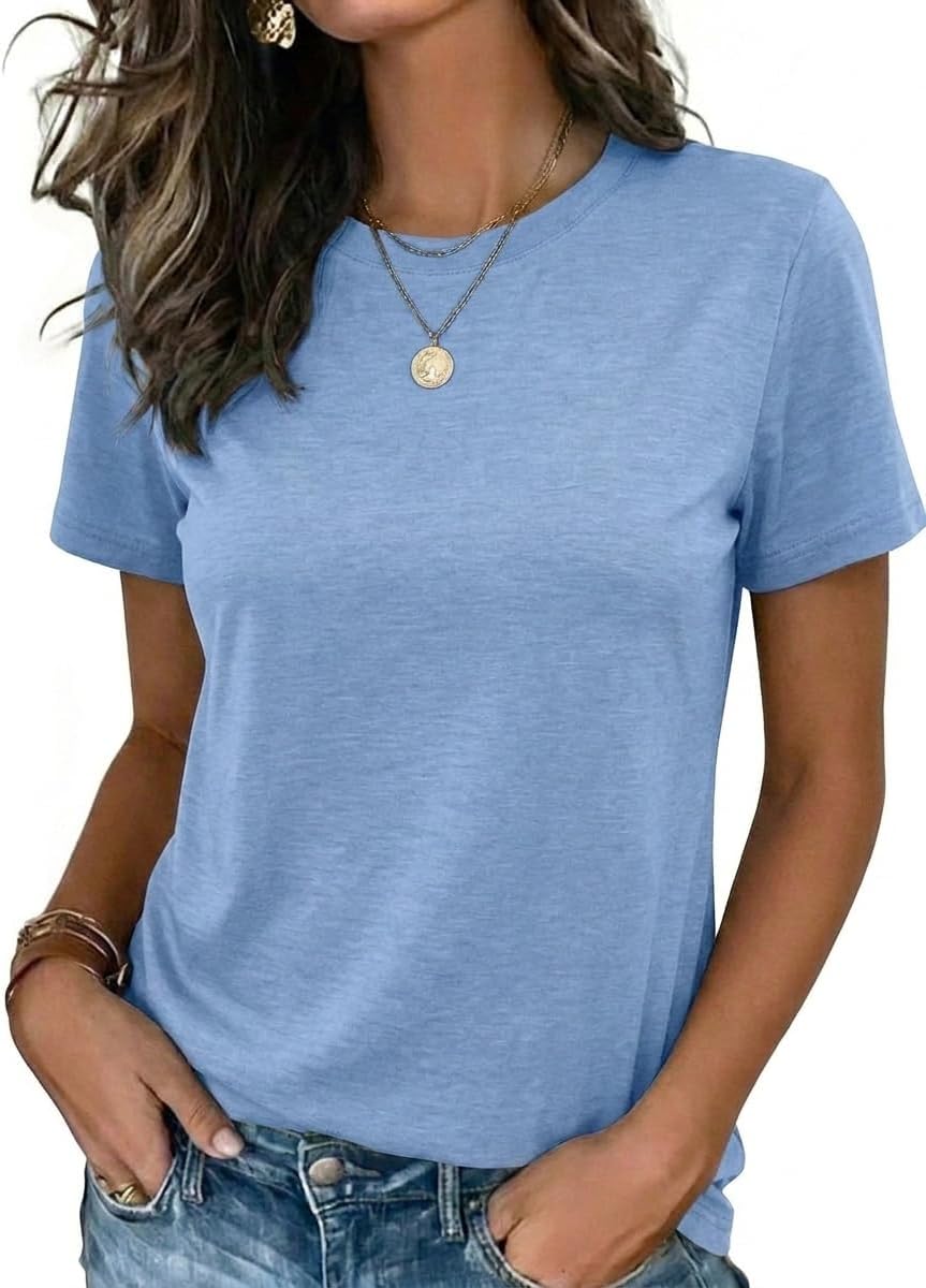 Zeagoo Womens Tshirt Short Sleeve Summer Tops Crewneck Casual Basic Tee Shirts Spring Clothes Trendy Outfit