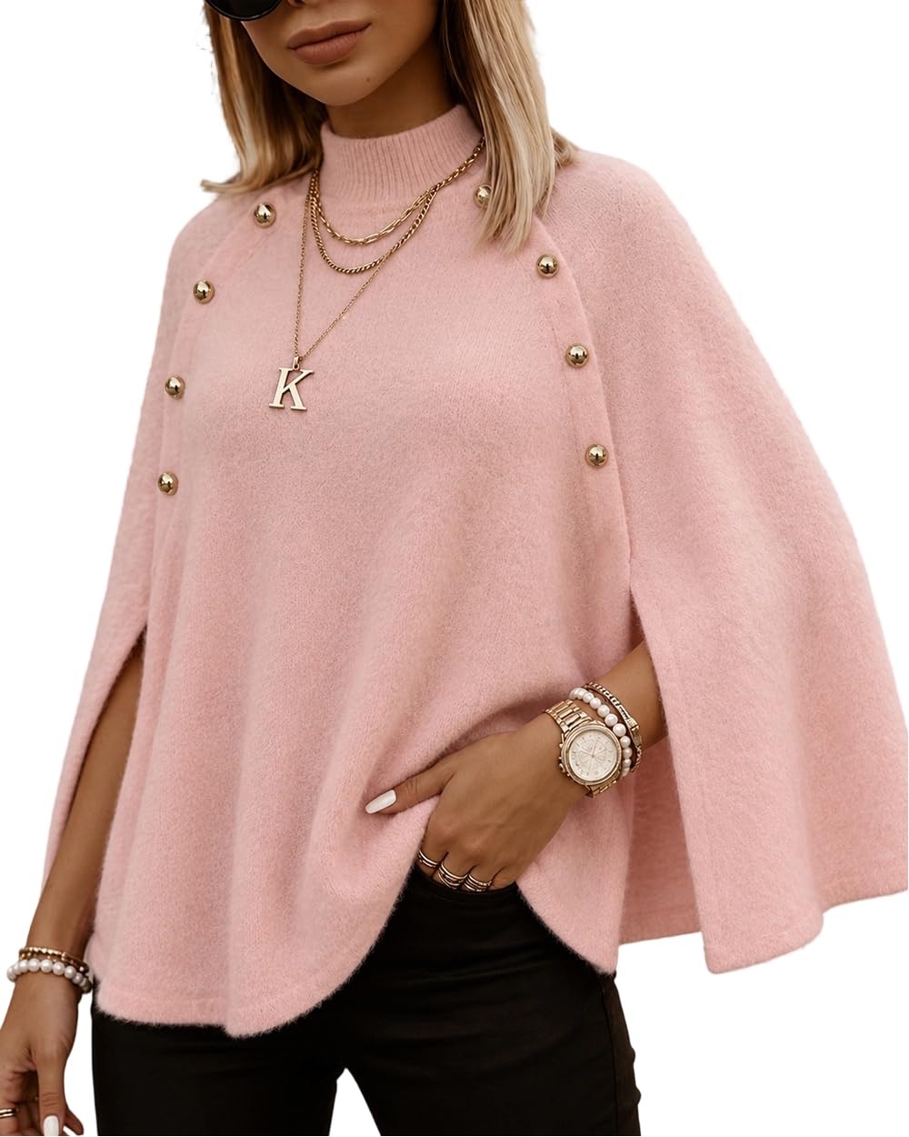 CHICME Women’s Knit Cape Sweater