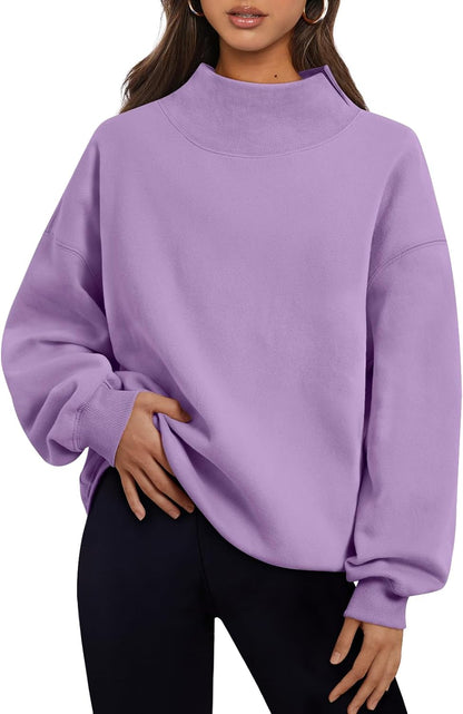 Trendy Queen Womens Mock Neck Sweatshirts Oversized Pullover Fall Outfits