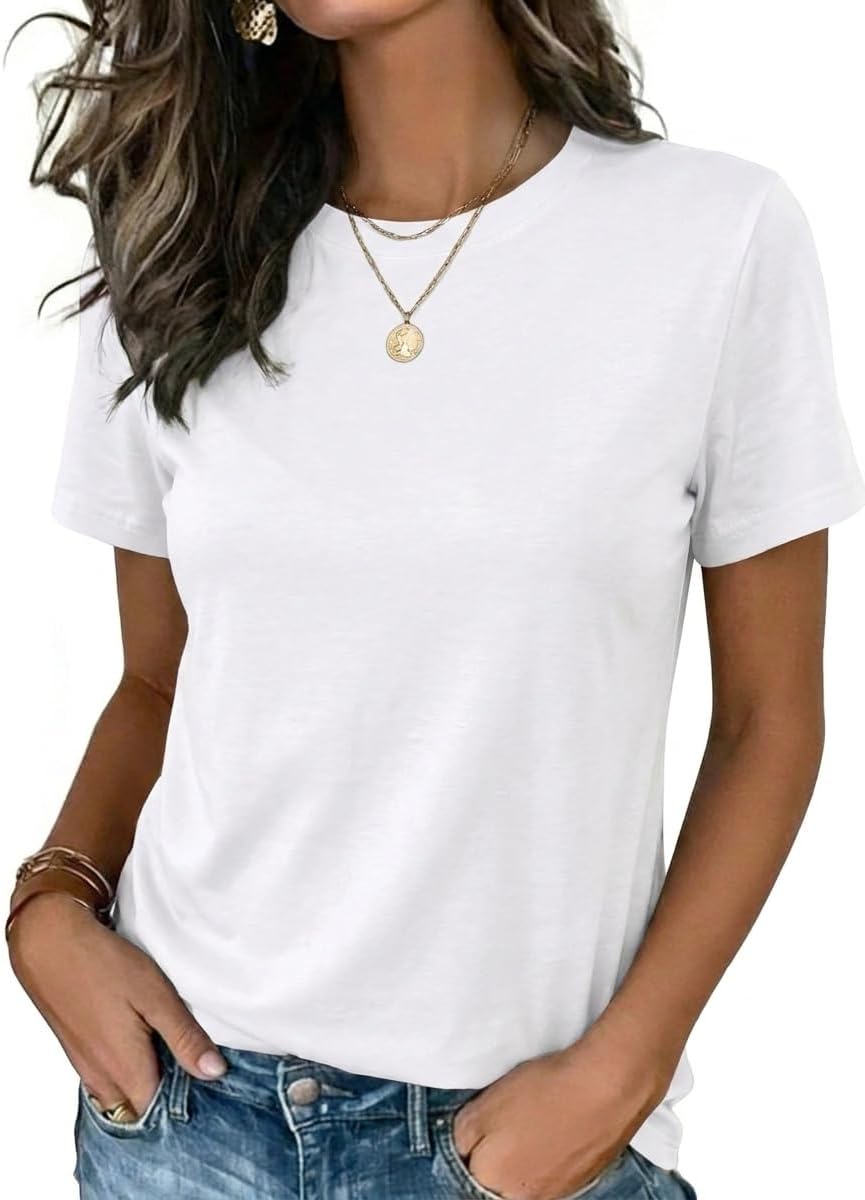 Zeagoo Womens Tshirt Short Sleeve Summer Tops Crewneck Casual Basic Tee Shirts Spring Clothes Trendy Outfit