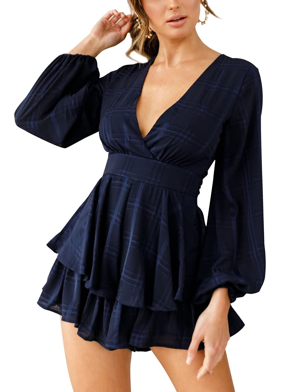AIMCOO Women's Floral Print Deep V-Neck Romper