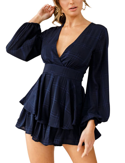 AIMCOO Women's Floral Print Deep V-Neck Romper