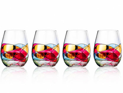 Artisanal Hand Painted Stemless Wine Glasses