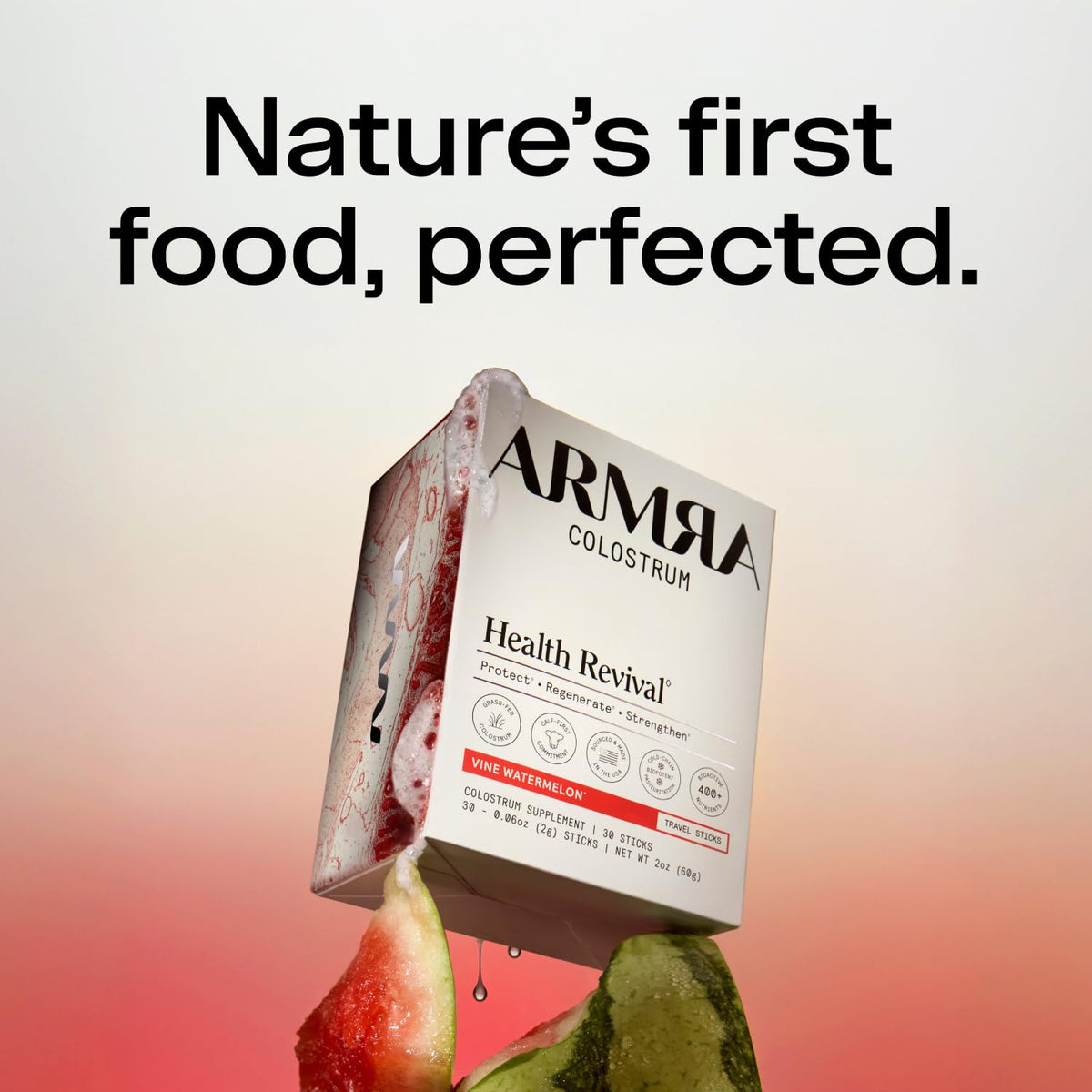 Armra Colostrum Powder | Blood Orange | Gut Health & Bloating | Skin & Hair | Immunity | Keto, Gluten & Fat-Free | 30 Servings
