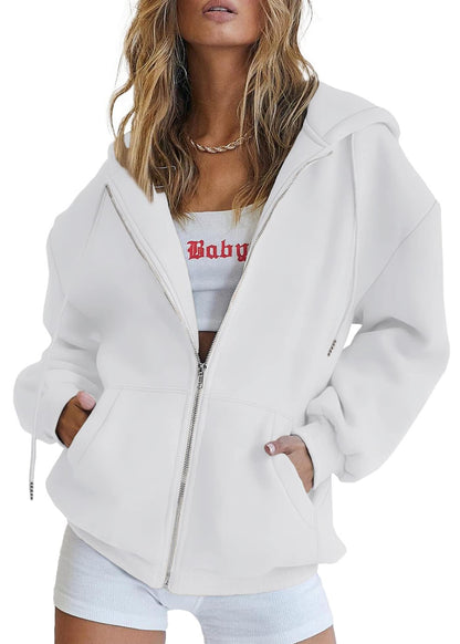 PRETTYGARDEN Women's Fall Zip Up Hoodies Sweatshirts