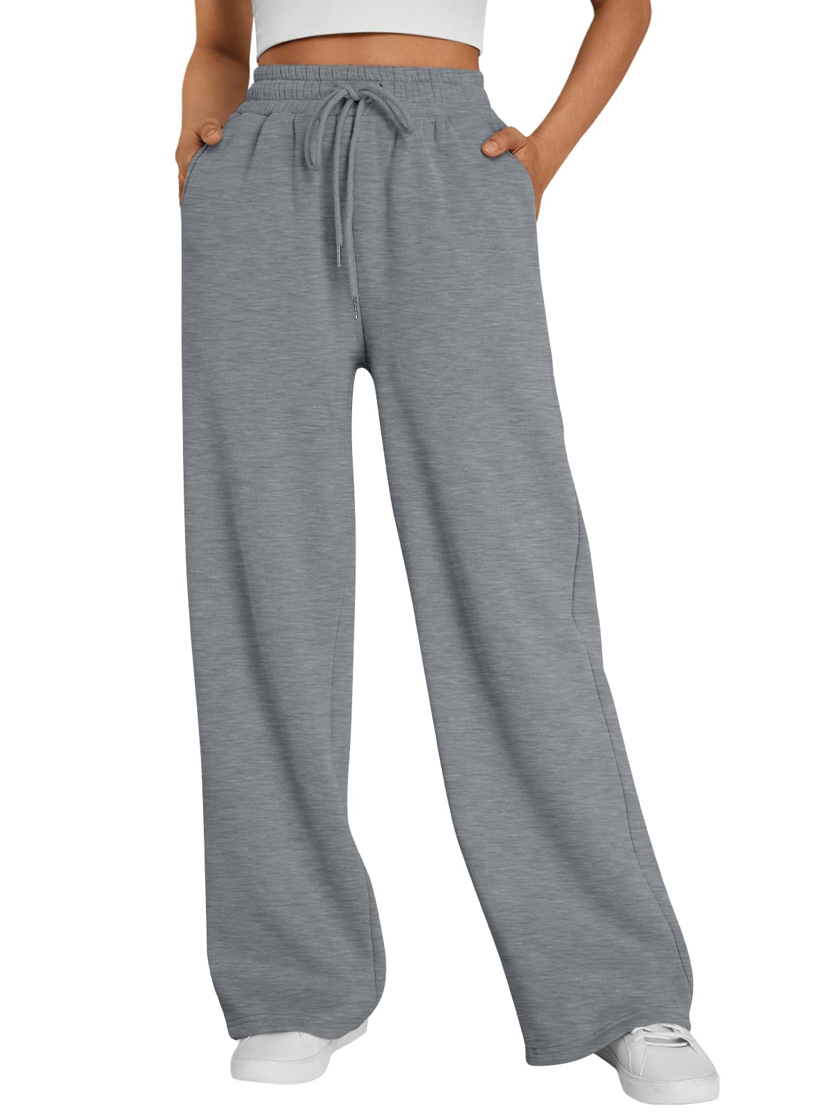 Trendy Queen Womens Wide Leg Fleece Lined Sweatpants