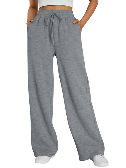 Trendy Queen Womens Wide Leg Fleece Lined Sweatpants