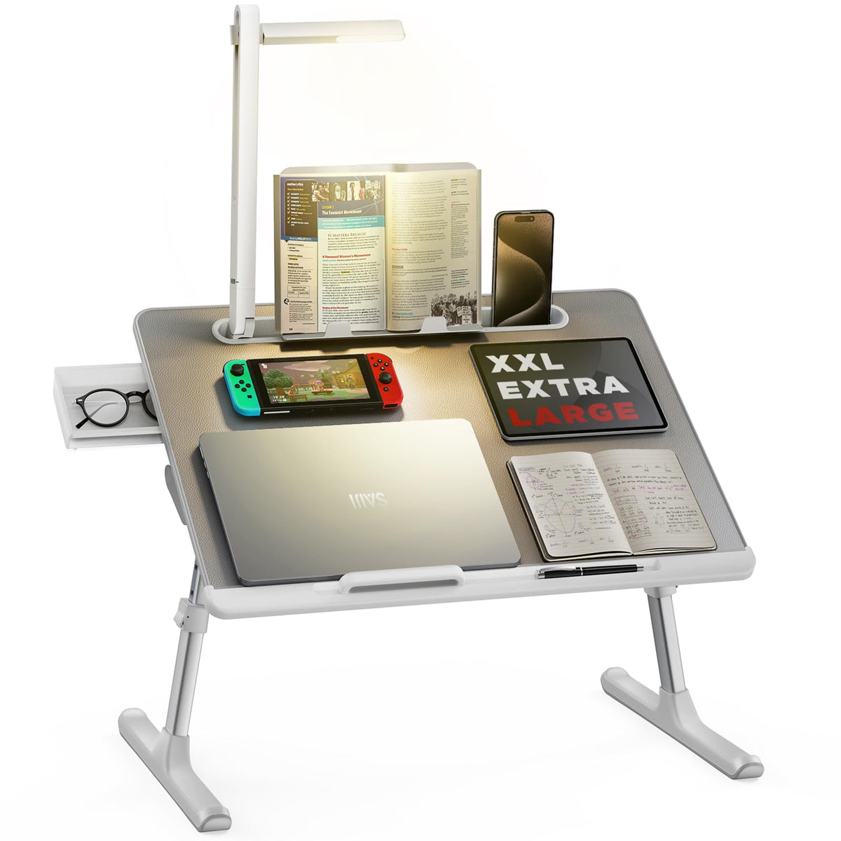 Laptop Bed Tray Desk with LED Desk Lamp