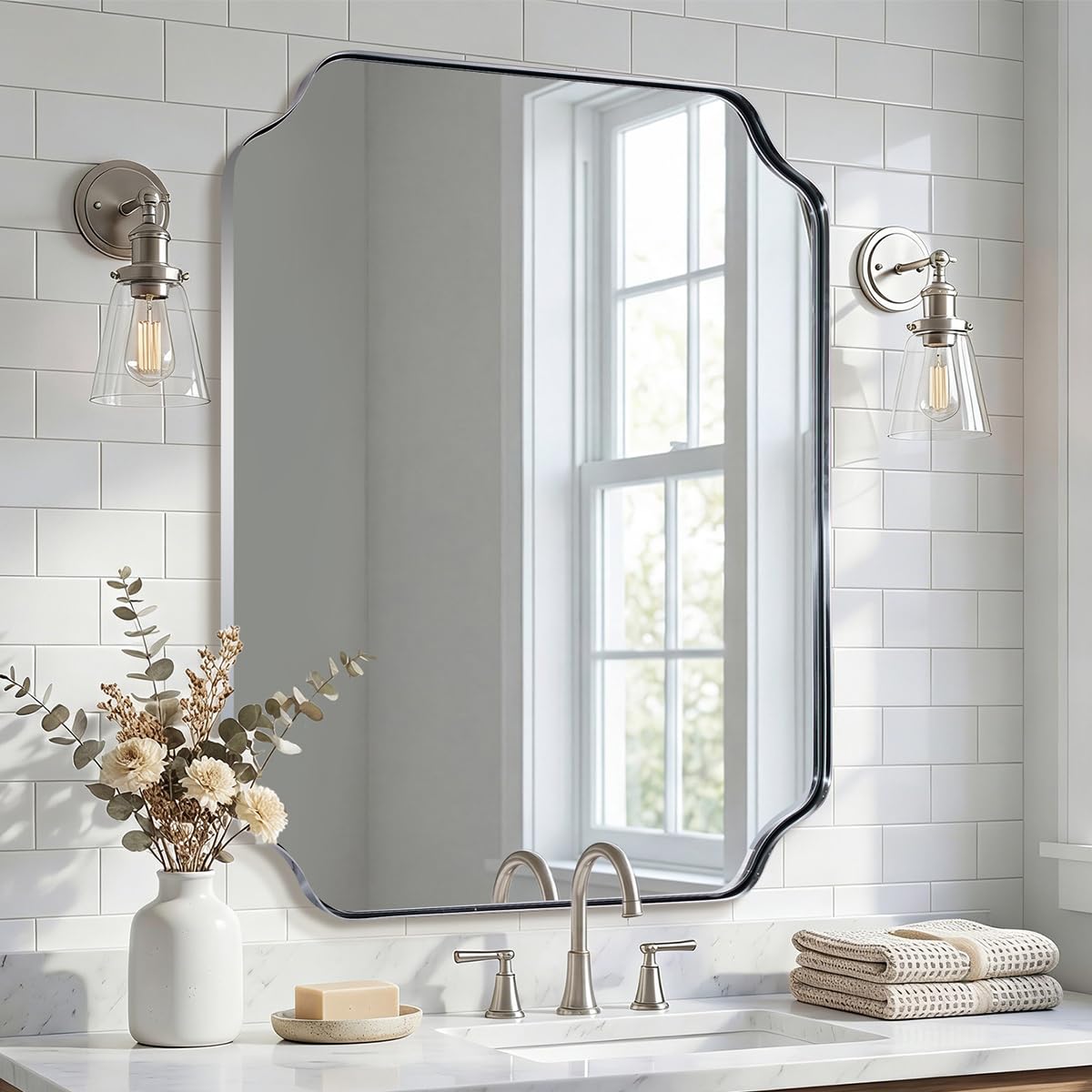 Andy Star Unique Rectangle Wall Mirror, 24"X32"