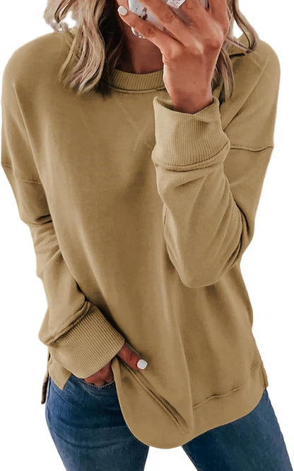 Dokotoo Women's Casual Crew Neck Sweatshirt Loose Long Sleeve Pullover Tops