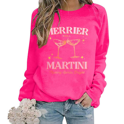 DIOMMELL Merrier With A Martini Sweatshirt Christmas Martini Sweatshirt