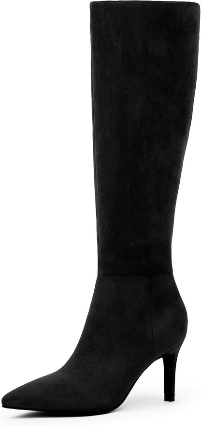 Easyfox Knee High Boots Women Pointed Toe Stiletto Heel Tall Boots