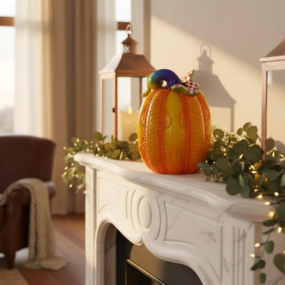 8 Inch Resin Pumpkin Statue, Halloween Fall Decor | Handmade Resin, Thanksgiving Centerpiece, Halloween Tabletop, Mantle & Bookshelf Decor