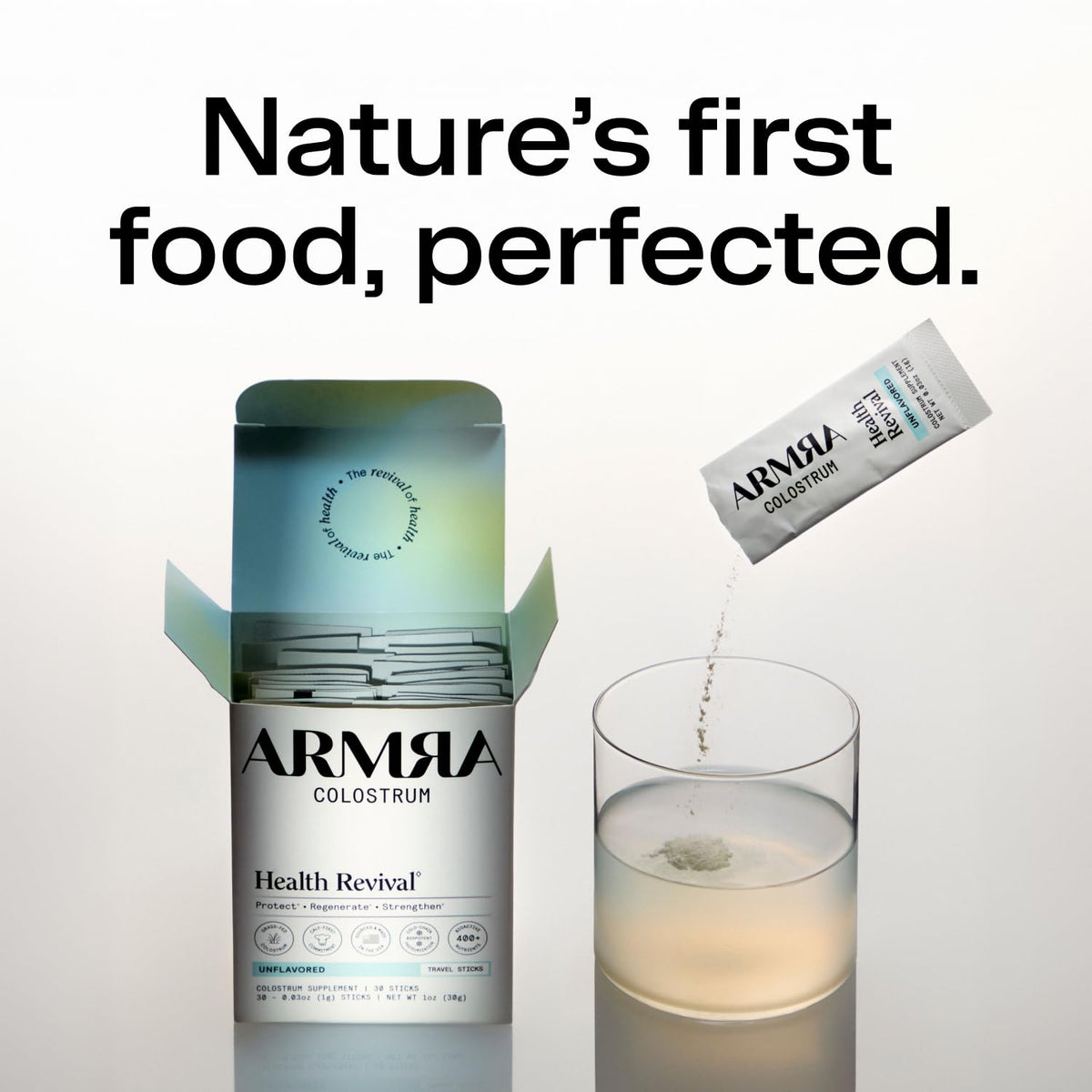 Armra Colostrum Powder | Blood Orange | Gut Health & Bloating | Skin & Hair | Immunity | Keto, Gluten & Fat-Free | 30 Servings