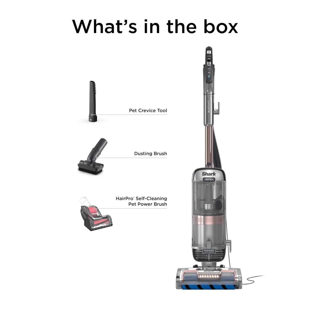 Shark AZ2002 Vertex Powered Lift-Away Upright Vacuum with Duoclean Powerfins, Self-Cleaning