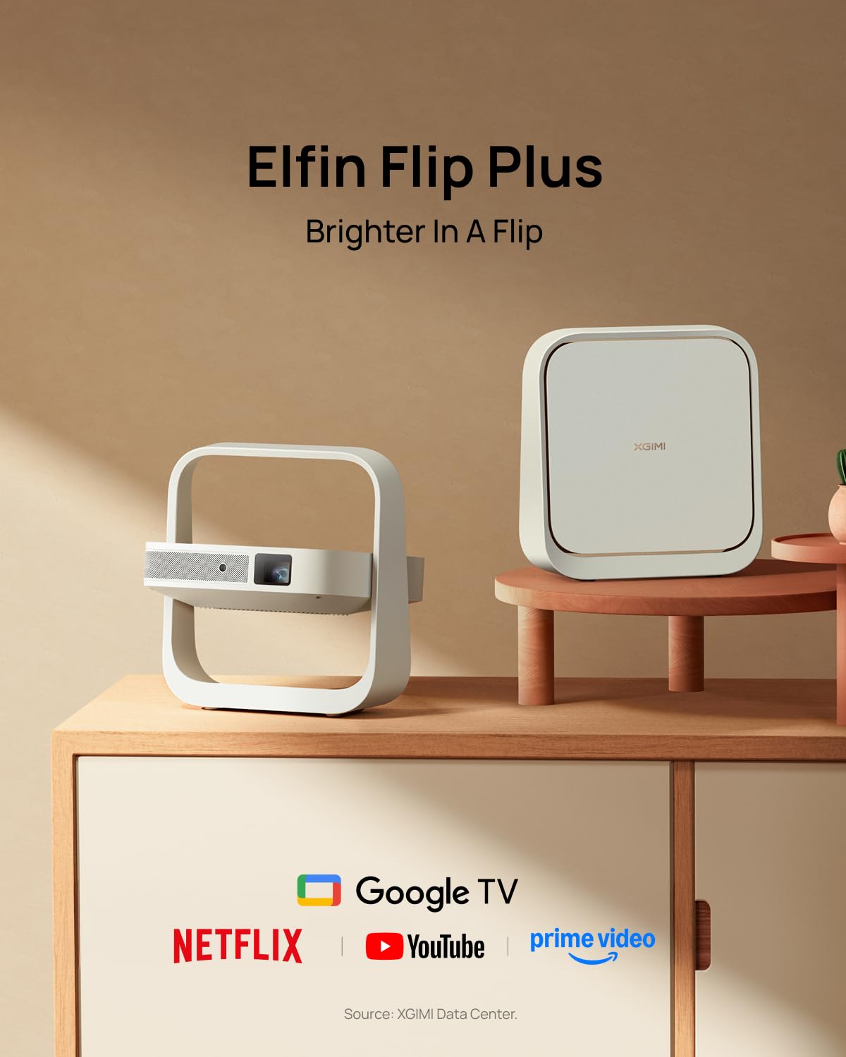 XGIMI Elfin Flip 4K Portable Projector with wifi and bluetooth, Google TV
