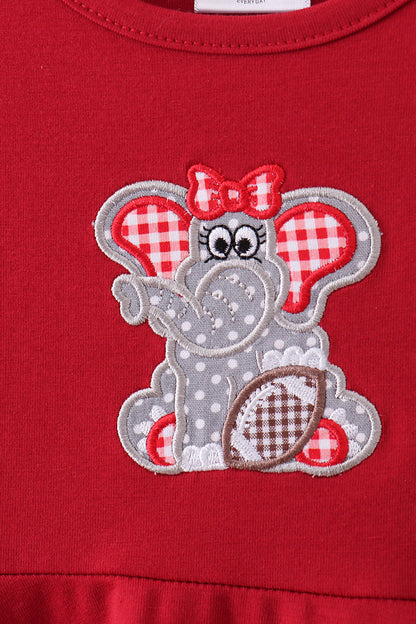 Premium Red Alabama Elephant Applique Dress
