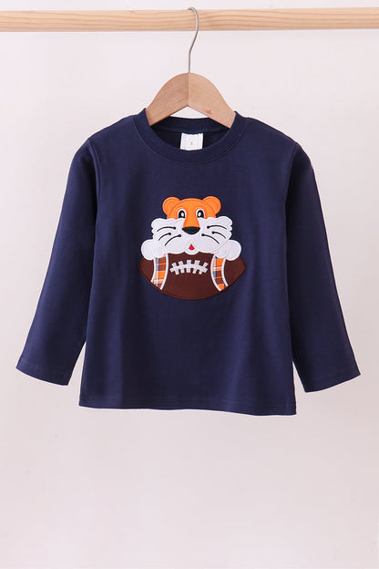Premium Navy Auburn tiger applique top