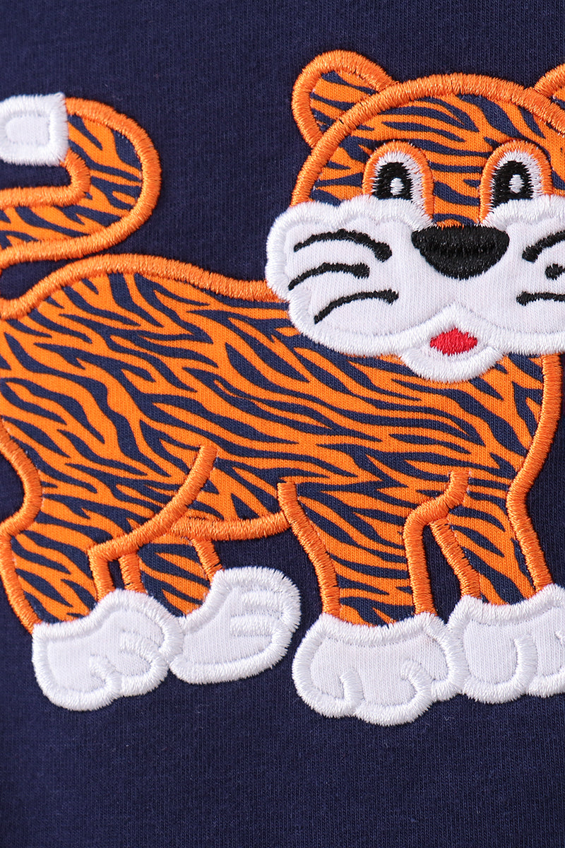 Premium Navy Auburn tiger applique bubble