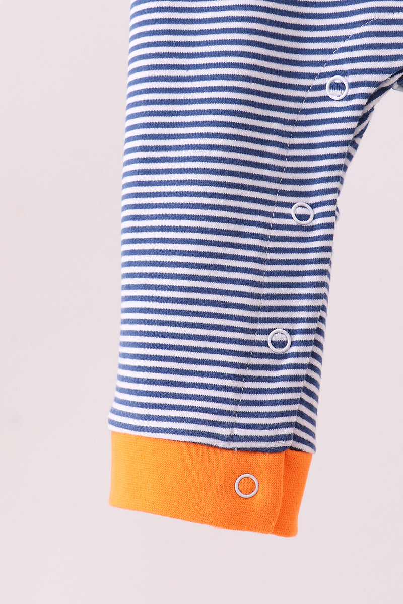 Premium Blue Auburn stripe tiger romper