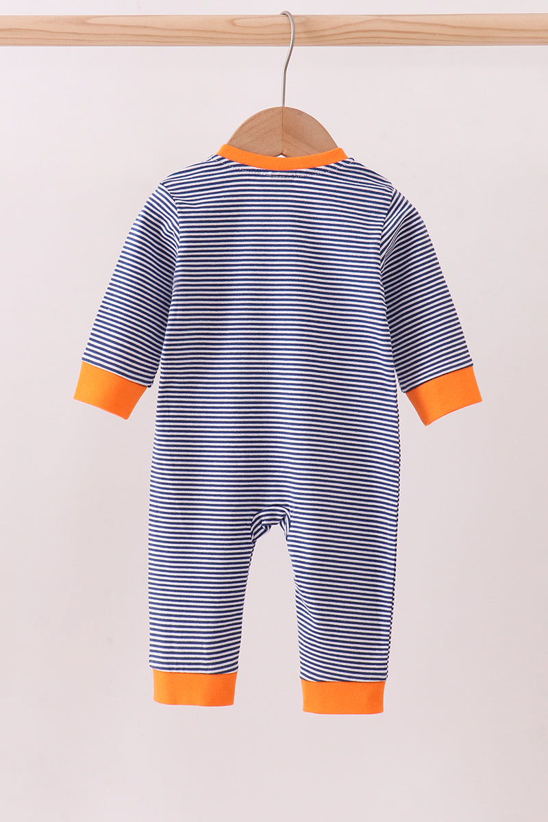 Premium Blue Auburn stripe tiger romper