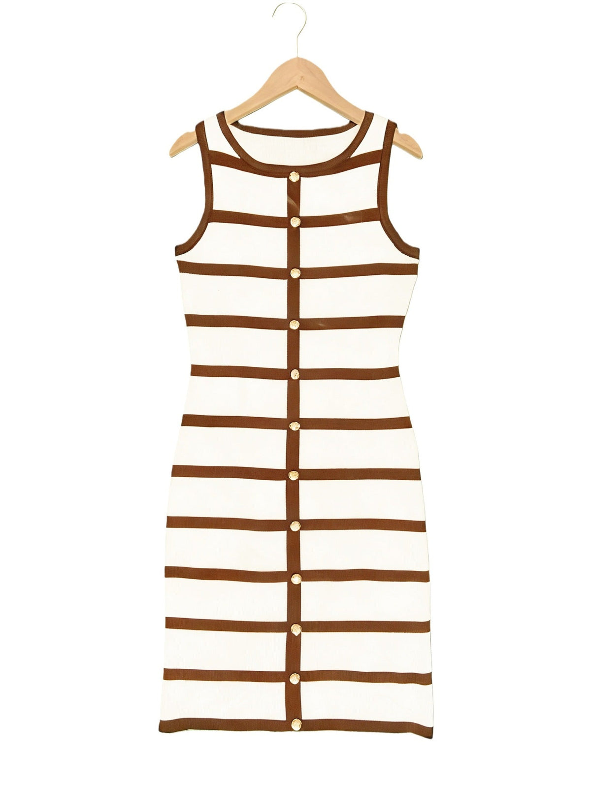 Contrast Stripe Knit Sleeveless Midi Dress – 5 Colors, S–l