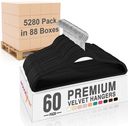 House Day Black Velvet Hangers 60 Pack