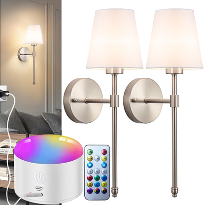 Yhcdlamp Battery Operated Wall Sconce Light with Remote Control, Dimmable Wall Sconce Set of 2