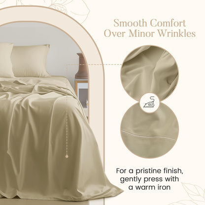 100% Egyptian Cotton Sheets King Size Sheets Set with Fully Elasticated 15" Deep Fitted Sheet & Pillowcases