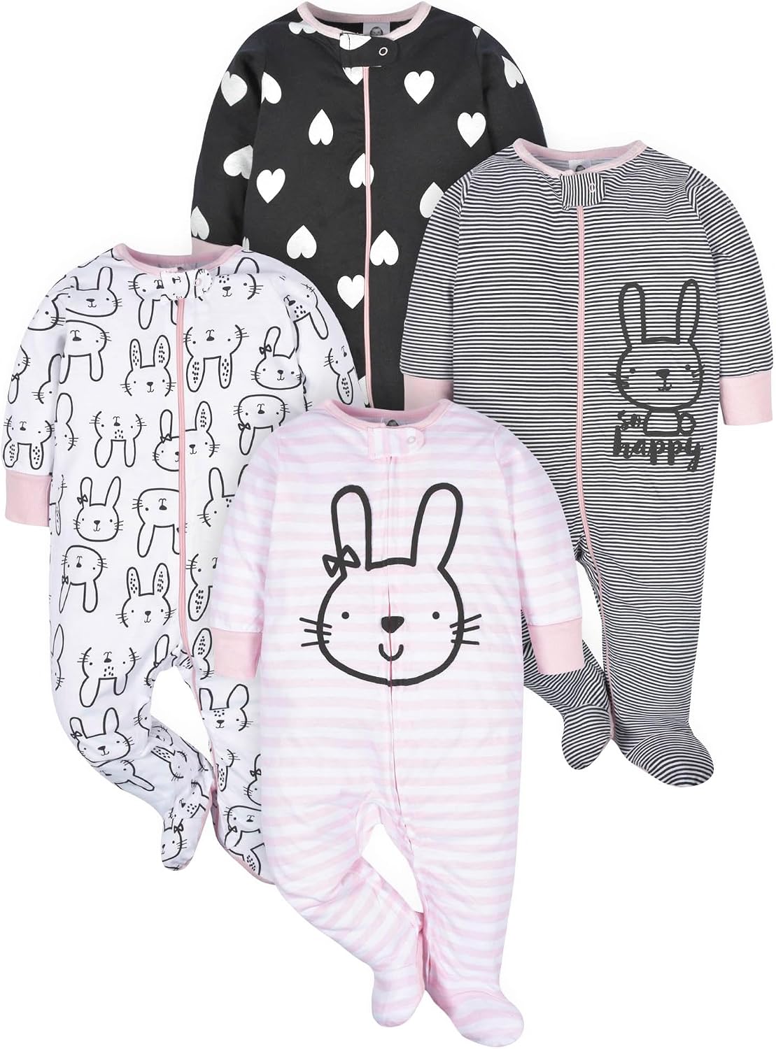 Gerber Baby Girls 4-Pack Sleep 'N Play Footie