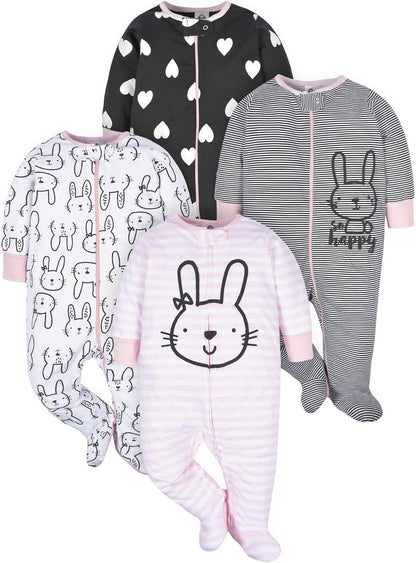 Gerber Baby Girls 4-Pack Sleep 'N Play Footie