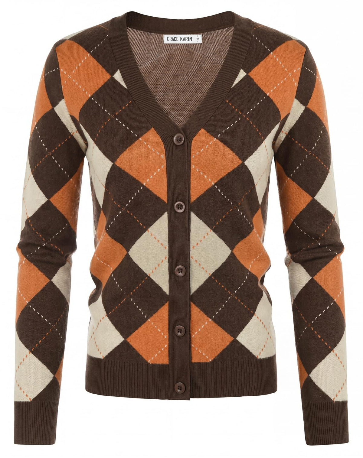 GRACE KARIN Cardigan Sweaters for Women - Argyle Sweater