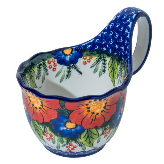 Alma Handpainted Microwavable Soup Bowl with Loop Handle 18.6Oz, Cereal Bowl with Handle