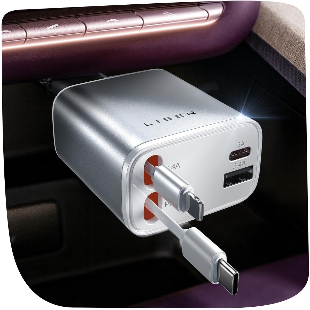 Lisen Retractable Car Charger