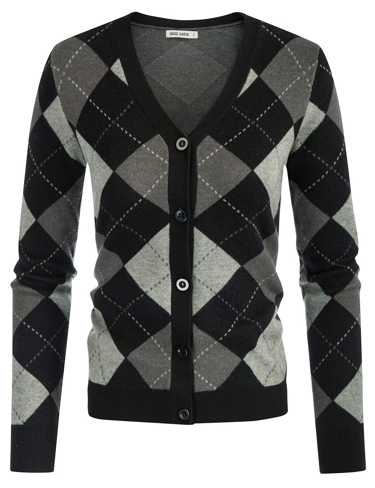 GRACE KARIN Cardigan Sweaters for Women - Argyle Sweater