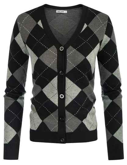 GRACE KARIN Cardigan Sweaters for Women - Argyle Sweater
