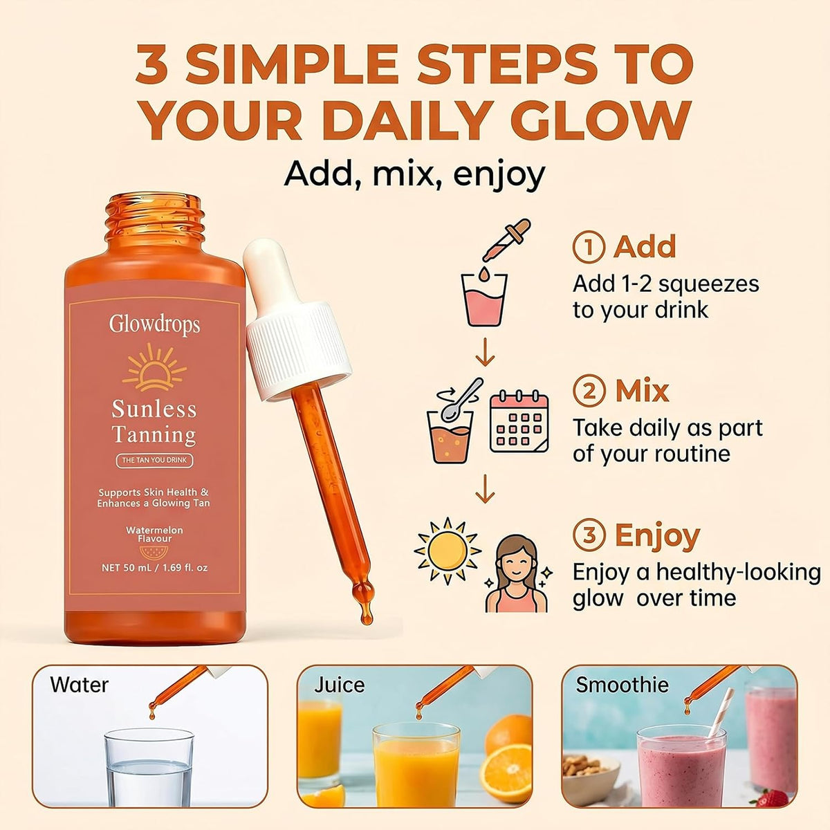 Glow Drops, Glowdrop Tanning Drops, 50ml