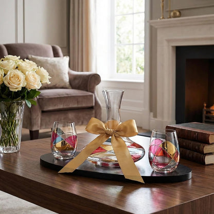Artisanal Hand Painted Stemless Wine Glasses