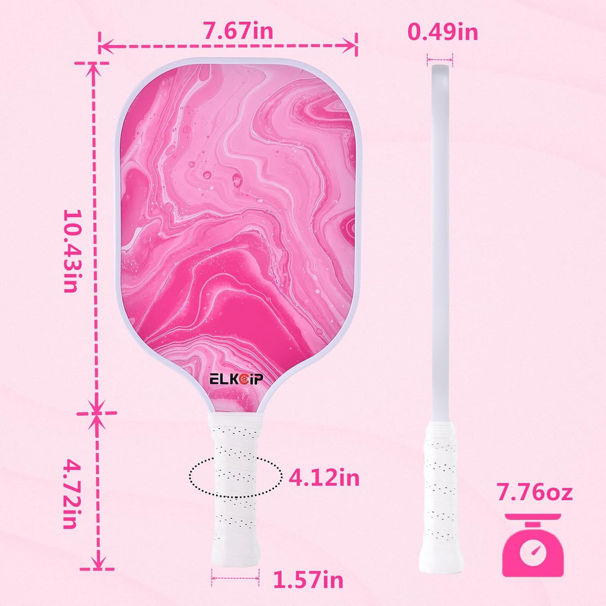 Composite Pickleball Paddle with Cover for Women, Graphite Carbon Fiber Polypropylene Honeycomb Core Pickleball Racquet Gift for Mother Wife Grandmother Girlfriend