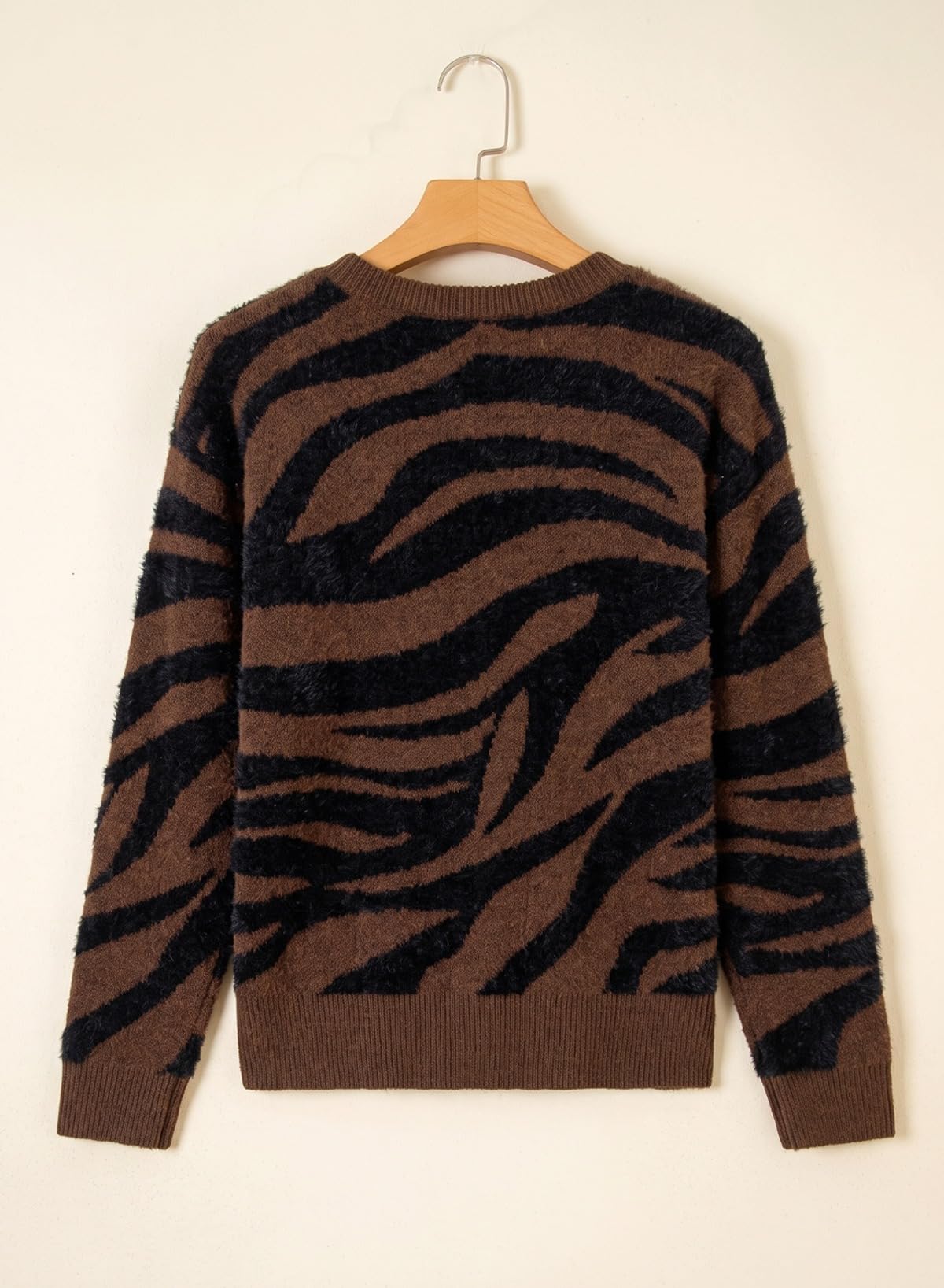 Sidefeel Women's Long Sleeve Crewneck Animal Print Cardigan Sweater