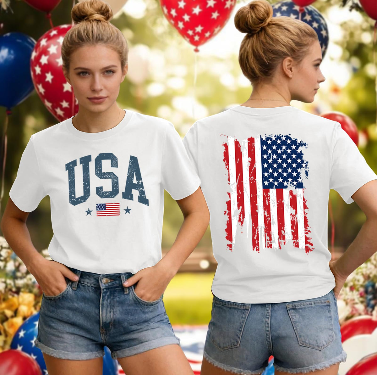 American Flag Shirts for Women 4th of July T-Shirts Usa Graphic Tees Casual Blouse Tops