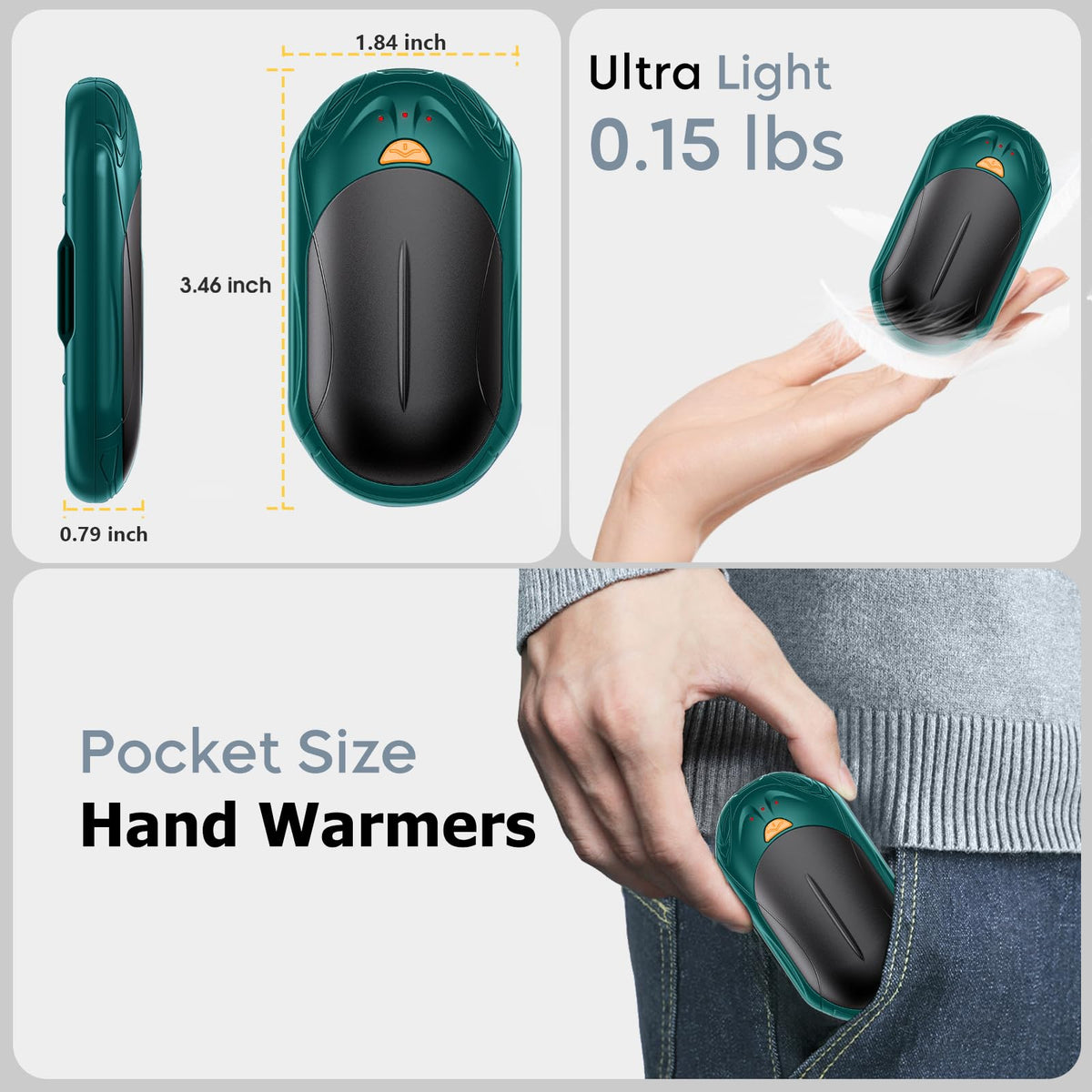 AI Hand Warmers Rechargeable 2 Pack, AI Smart Chips Electric Hand Warmers, 20Hrs Long