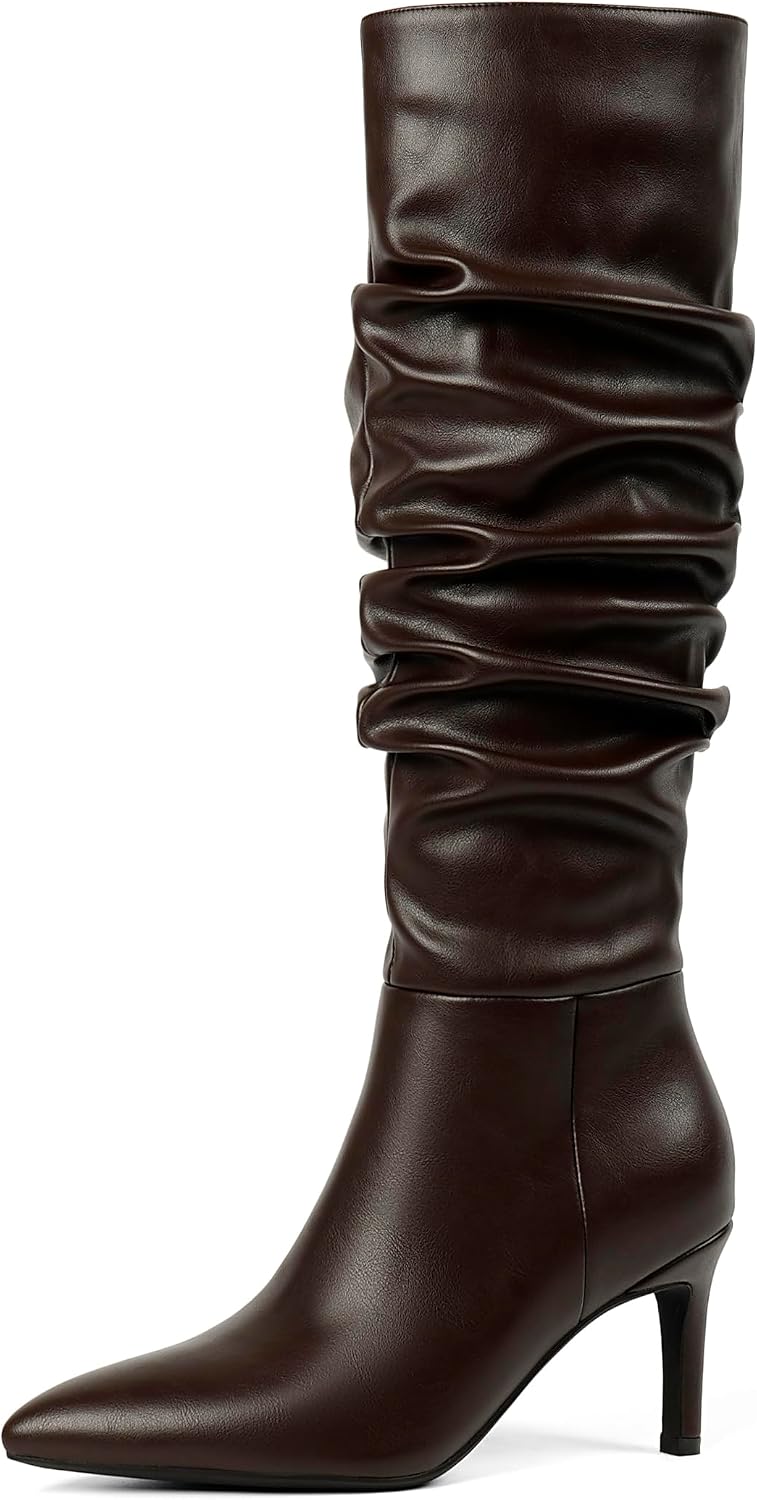 Easyfox Knee High Boots Women Pointed Toe Stiletto Heel Tall Boots