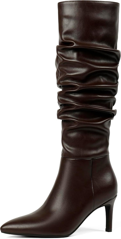 Easyfox Knee High Boots Women Pointed Toe Stiletto Heel Tall Boots