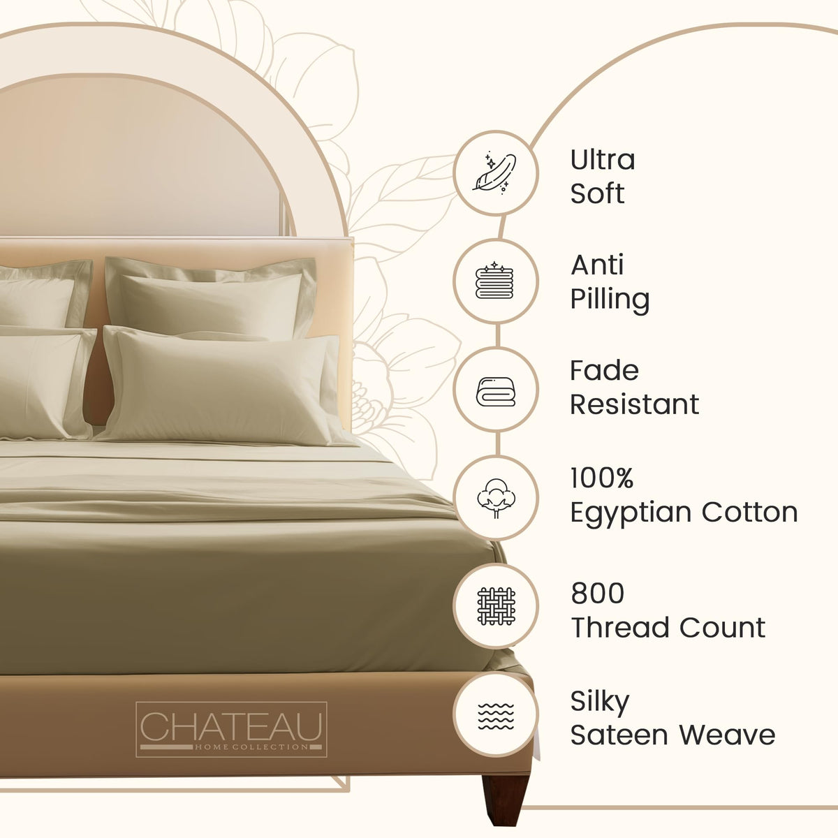 100% Egyptian Cotton Sheets King Size Sheets Set with Fully Elasticated 15" Deep Fitted Sheet & Pillowcases